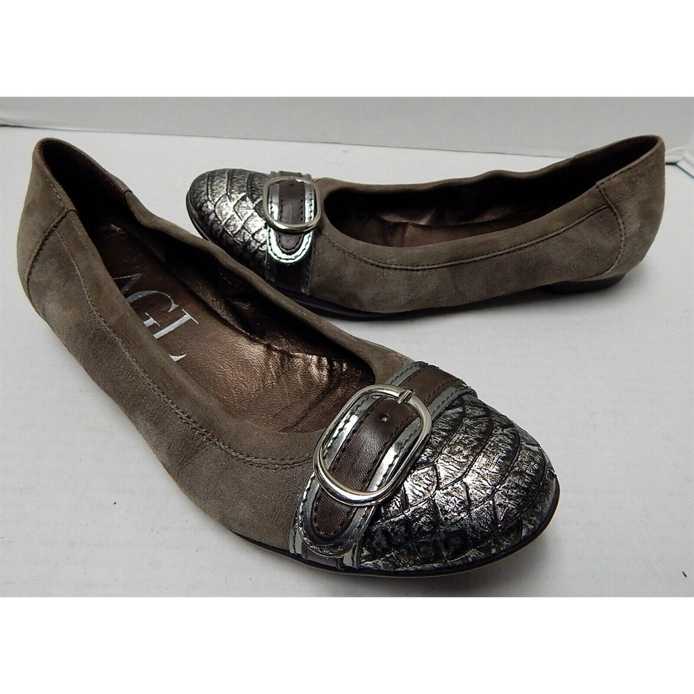 AGL Attillio Giusti‎ Leombruni Brown Suede Leather Ballet Flats Italy 36.5